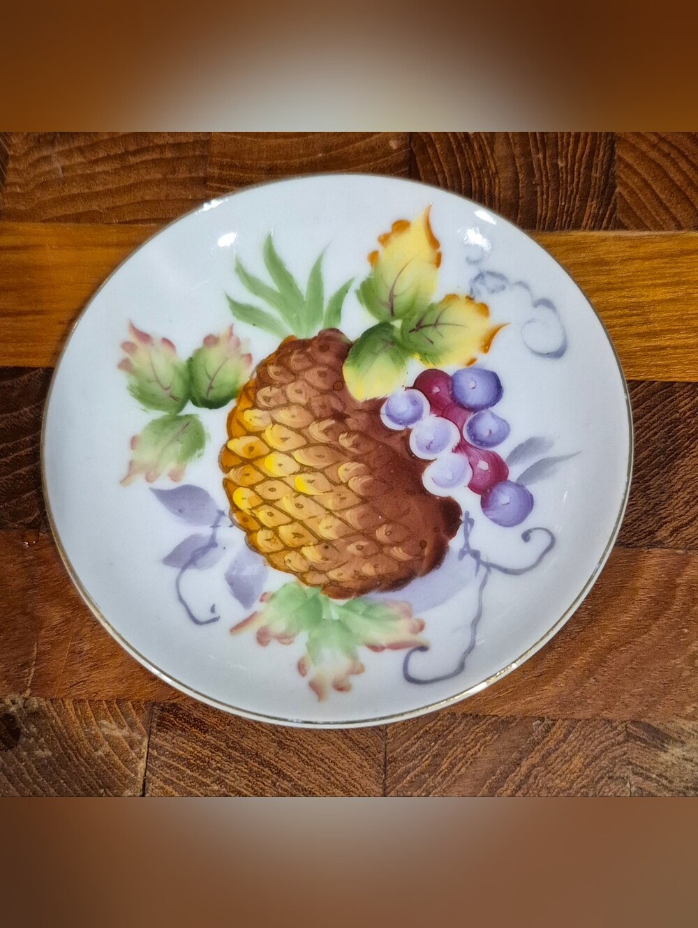 Vintage Hand-Painted Fruit Trinket Dish